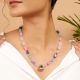 Colorful Pastel Beaded Necklace with Triangular Kundan Pendant